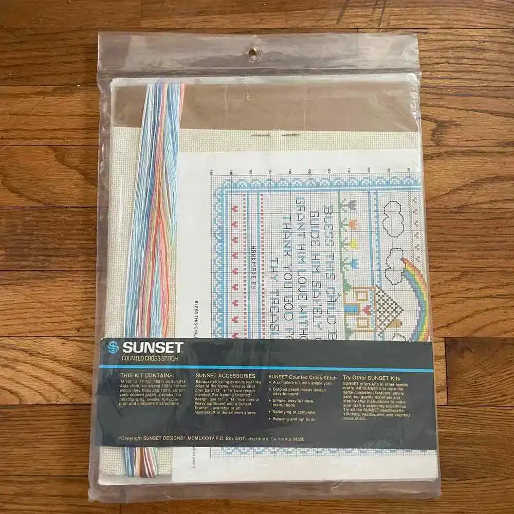Bless This Child Vintage Counted Cross Stitch Kit by Sunset - embroidery kit